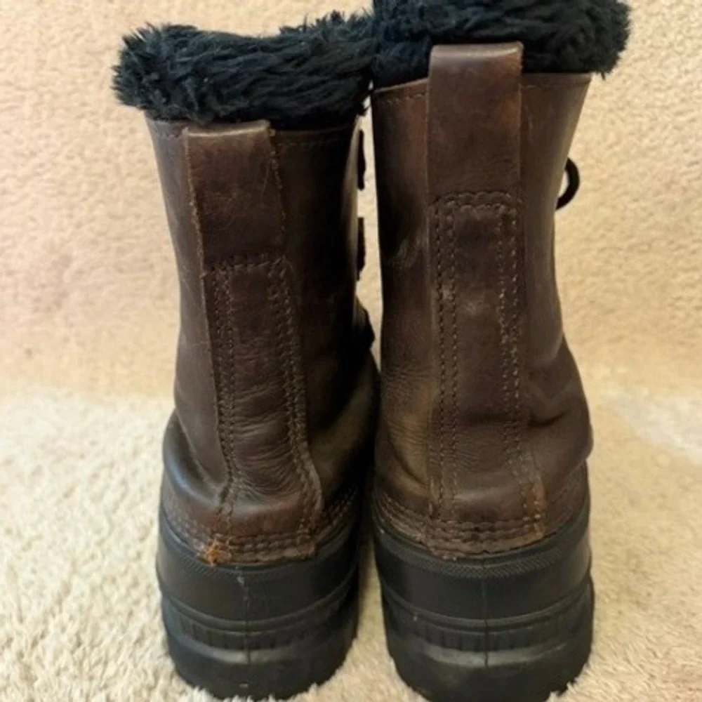 Sorel Caribou Mens Brown Leather Waterproof Winter Snow Boots Made in Canada 13